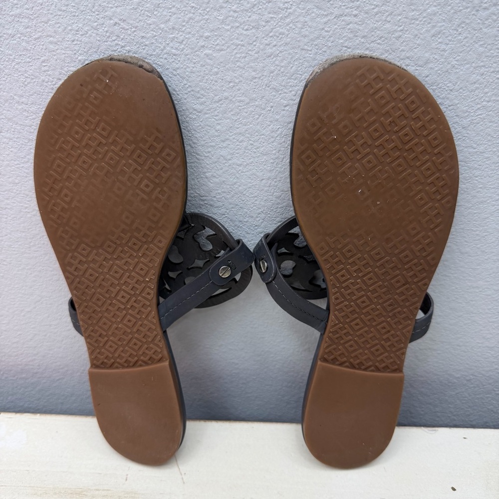 Tory Burch Dark Grey Leather Miller Sandals 9.5 - Picture 7 of 8